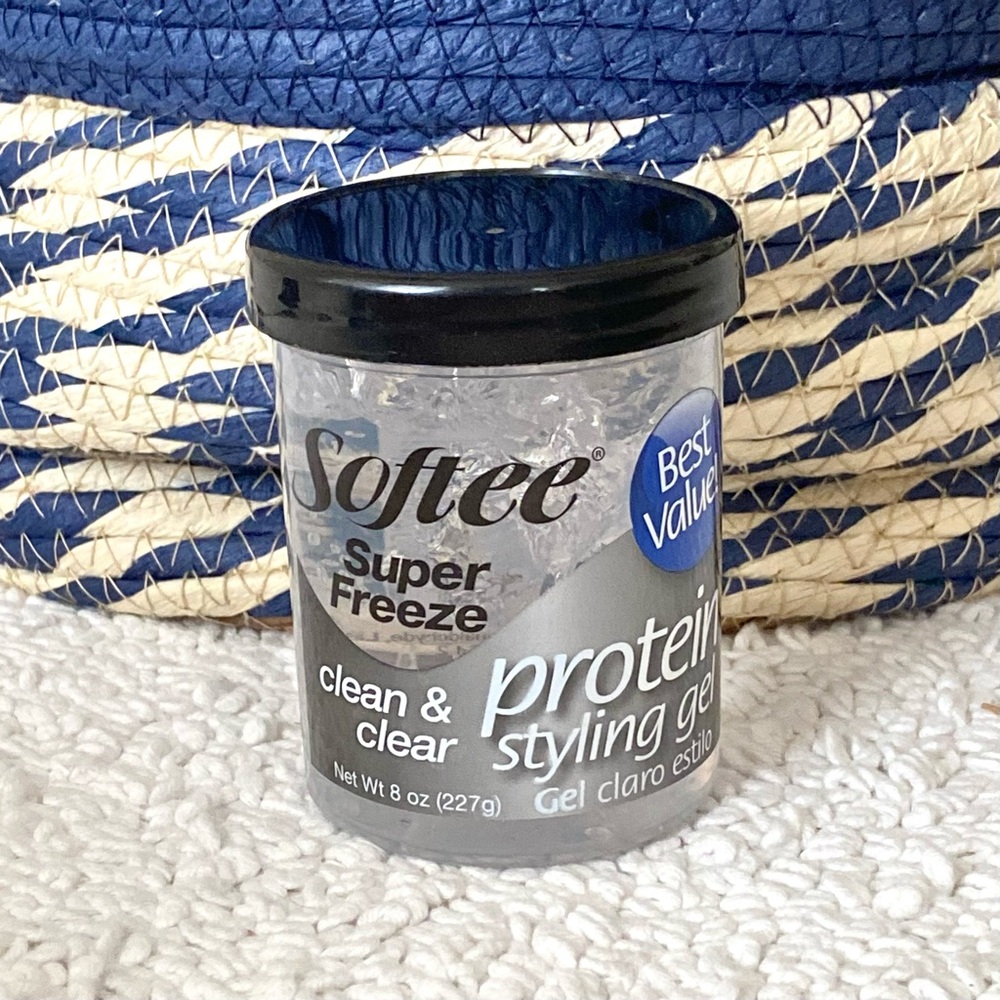 Softee Super Freeze Protein Styling Gel Clean & Clear 8 Oz. Jar